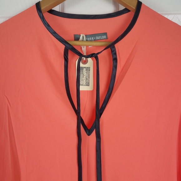 NWT Turk + Taylor Coral Sofia Blouse - Picture 3 of 8